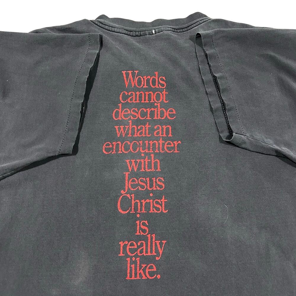 Vintage 90s Jesus Tee Faded Black Mens XL Single Stitch USA Made Encounter God